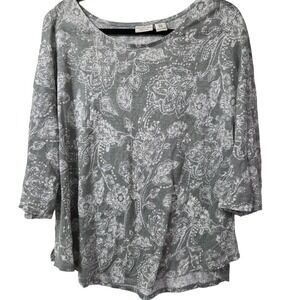 100% Linen bohemain floral blouse Rachel Zoe‎ womens size 1X Plus Size